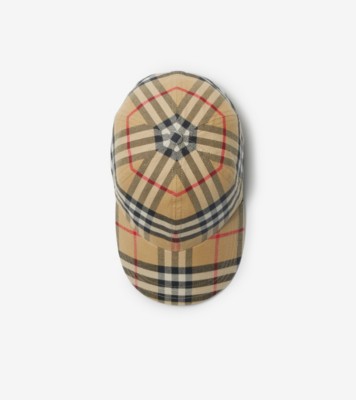 Burberry Check Cotton Baseball Cap Archive Beige