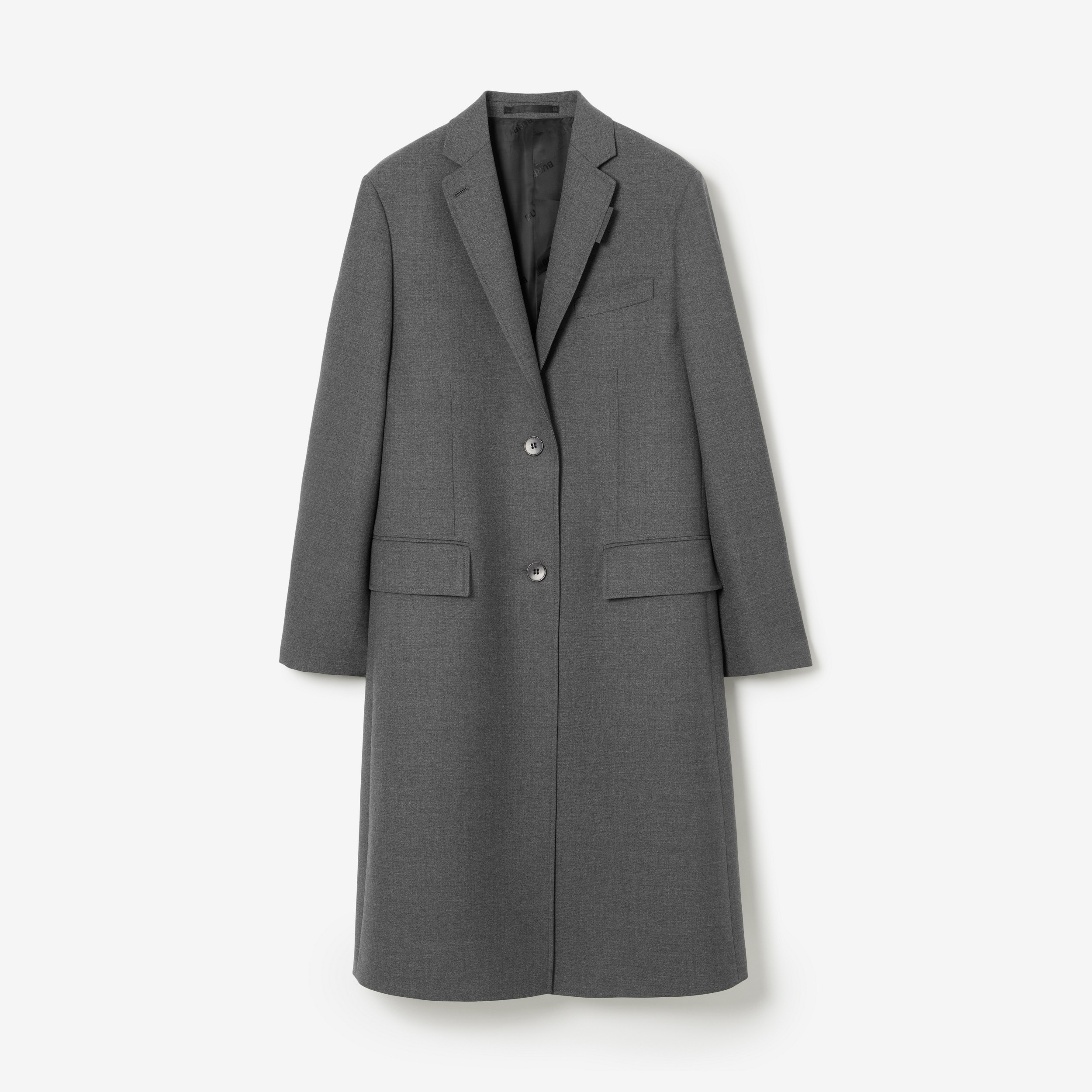 Wool Tailored Coat in Dark Grey Melange - Women | Burberry® Official - 1