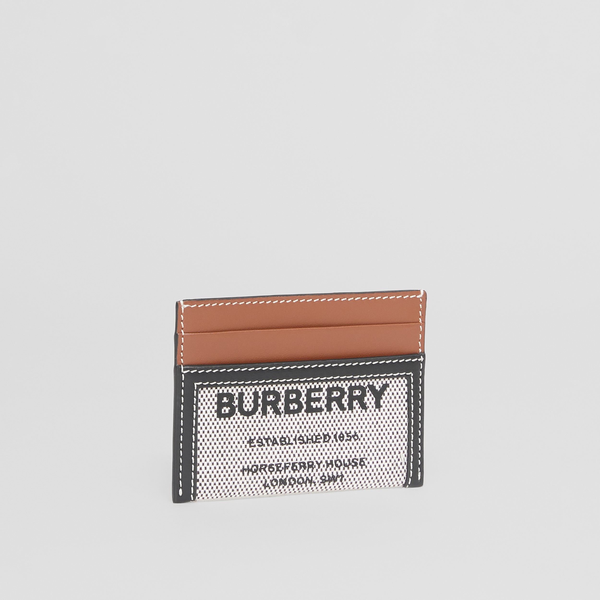 Horseferry Print Cotton Canvas and Leather Card Case in Black/tan - Women | Burberry® Official - 4