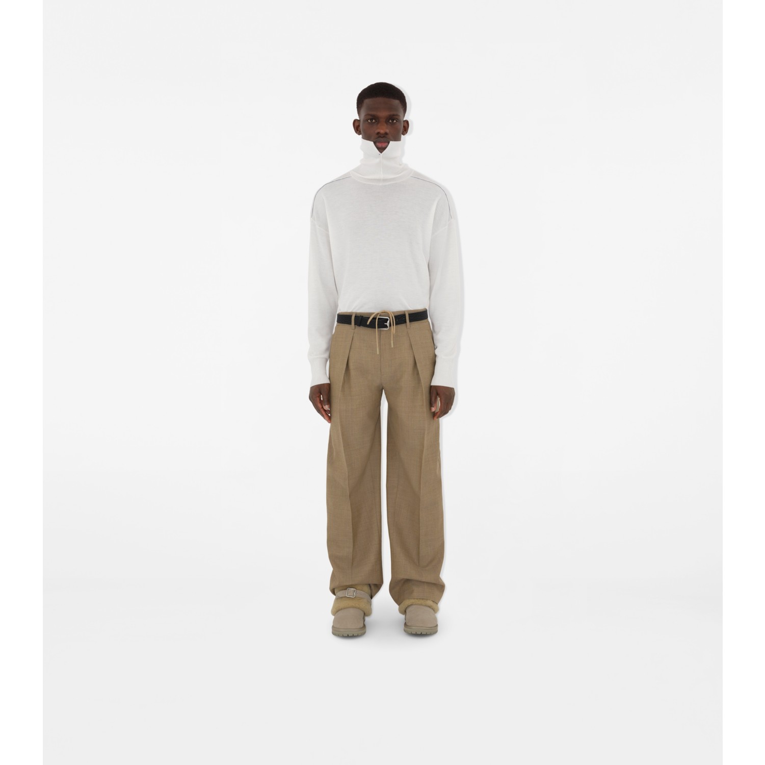 Herringbone Wool Tailored Trousers