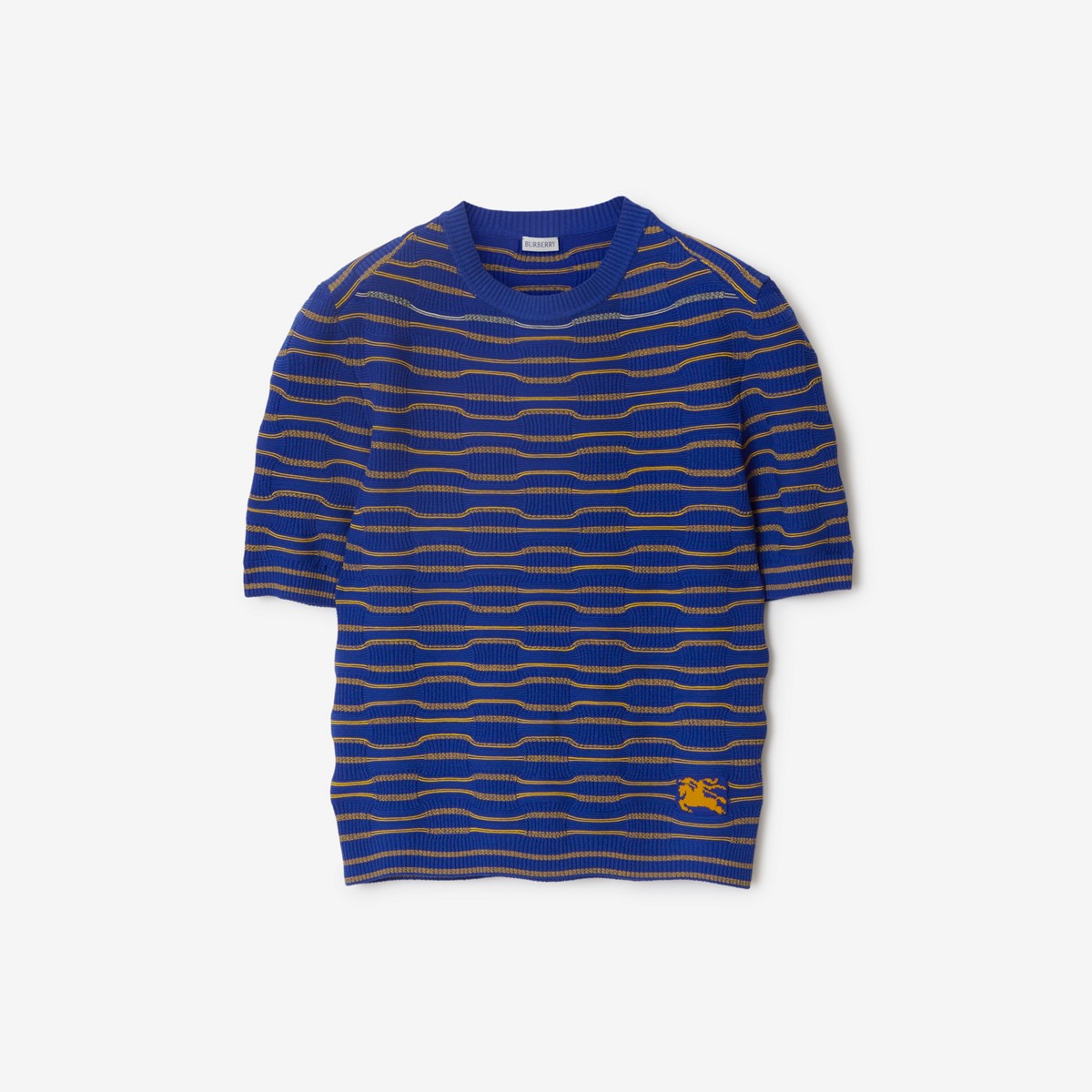 Burberry Striped Cotton Blend Top In Knight/sunflower