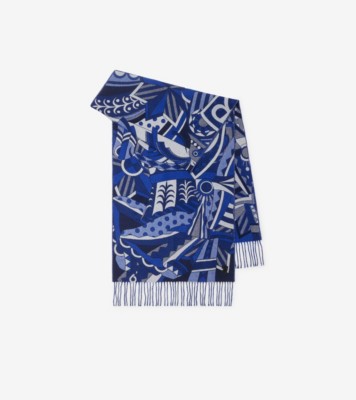 BURBERRY★素敵！Logo＆Icon Stripe Cashmere Jacquard Scarf Burberry Monogram, Icon Stripe And Check Print Silk Scarf