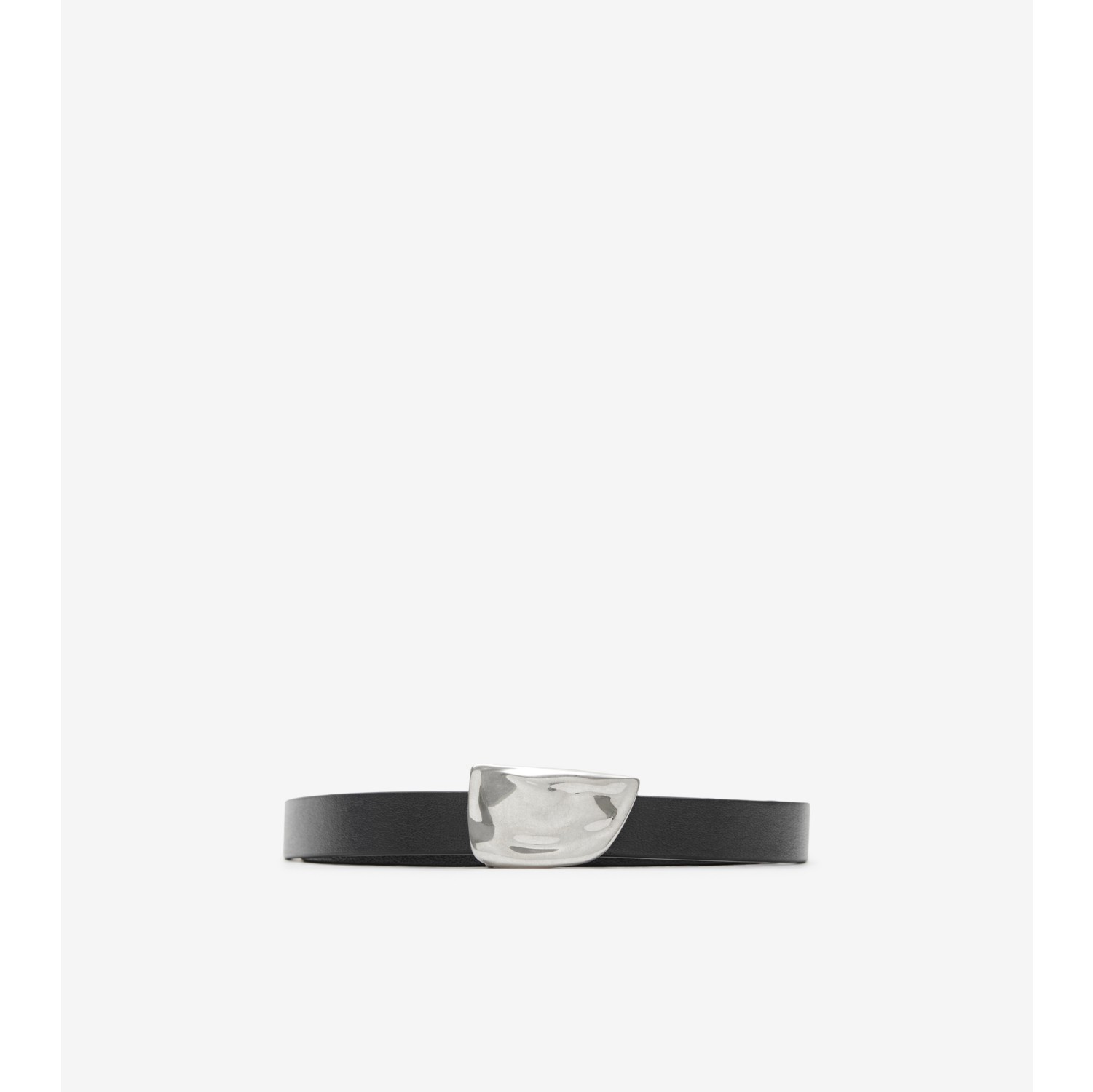 Thin Leather Shield Belt in Slate - Women | Burberry® Official
