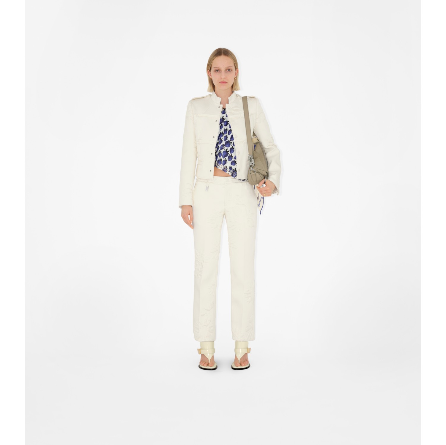 Veste tailleur en soie mélangée avec marguerites