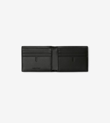 Embossed Check Slim Bifold Wallet in Black - Men, Leather
