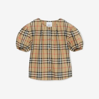 Burberry Sheryl Button-up Puff-sleeve Blouse In Archive Beige