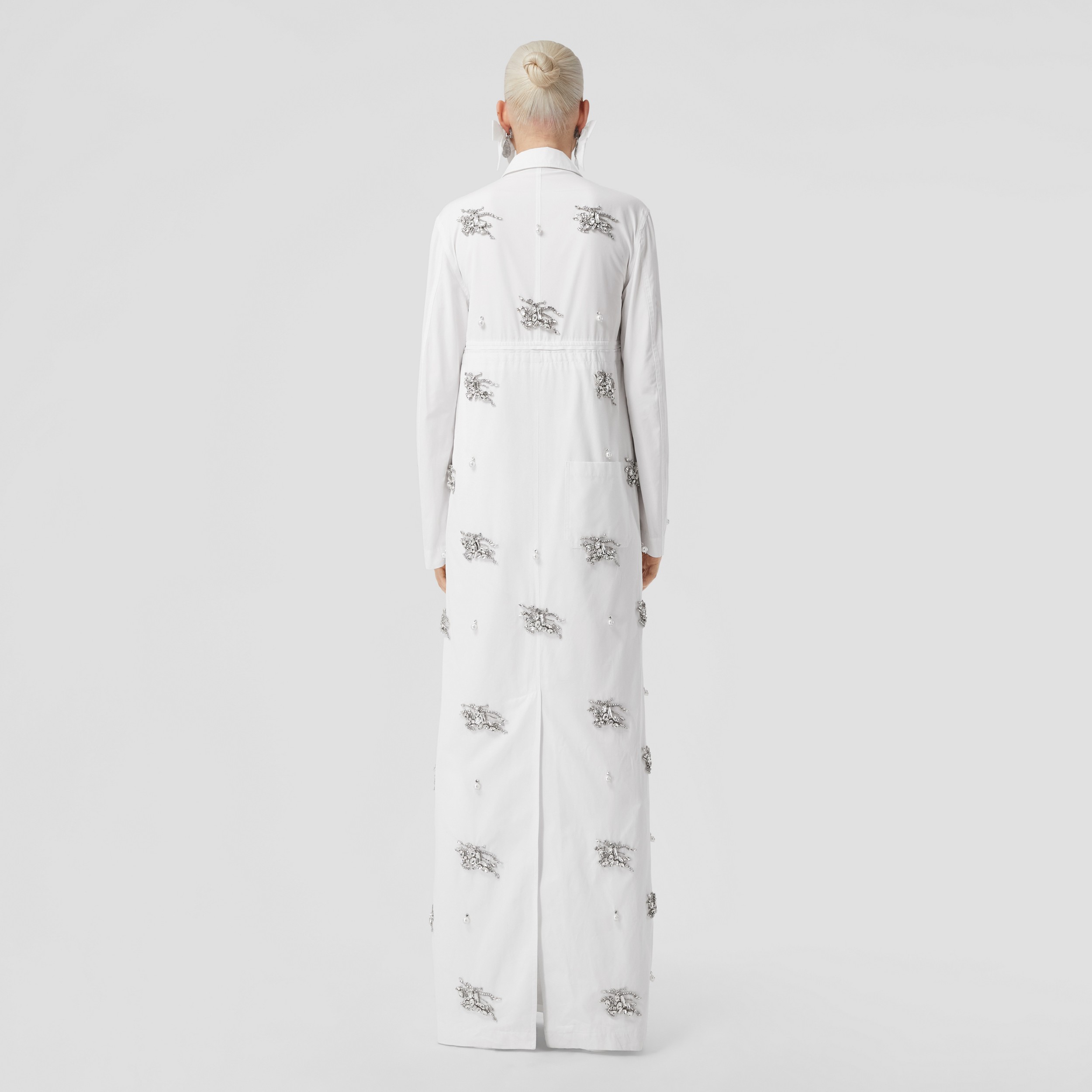 Crystal EKD Cotton Poplin Gown in Optic White - Women | Burberry® Official - 3