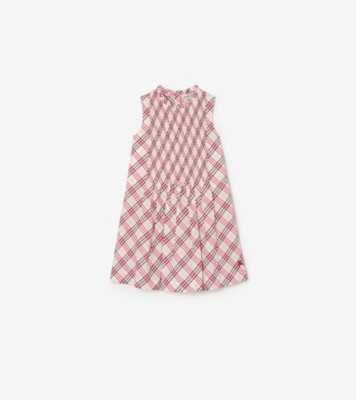 Check Cotton Dress in Aubergine purple | Burberry® Official