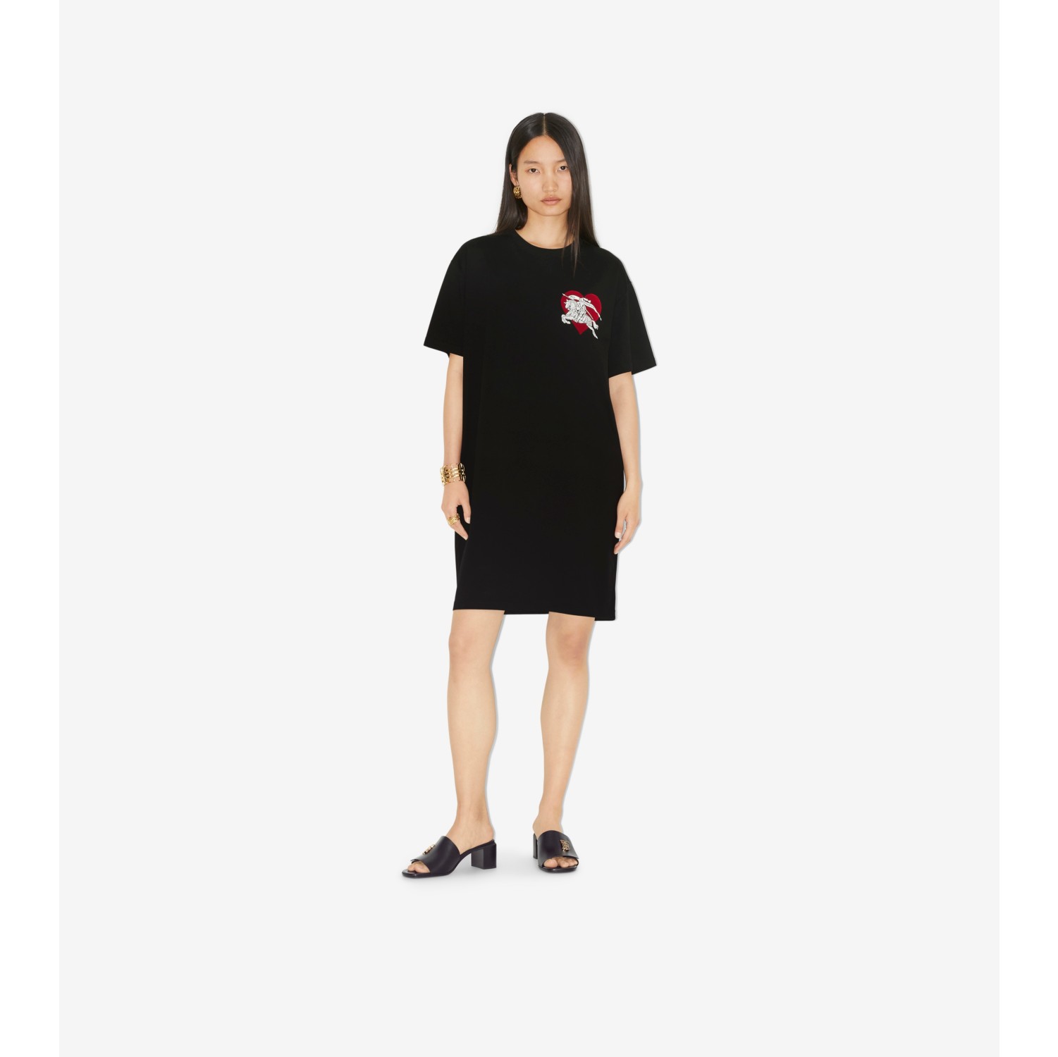 Heart EKD Cotton Oversized Dress in Black - Women | Burberry® Official