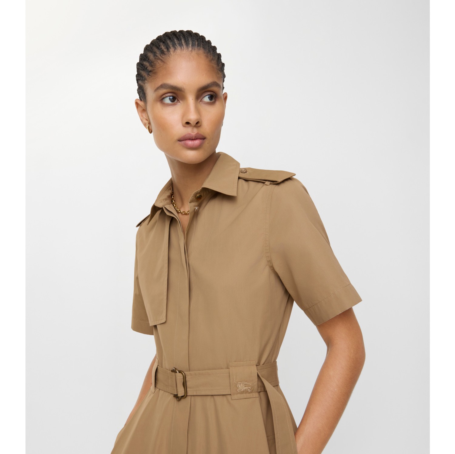 Cotton Poplin Shirt Dress in Puddle beige - Women | Burberry® Official