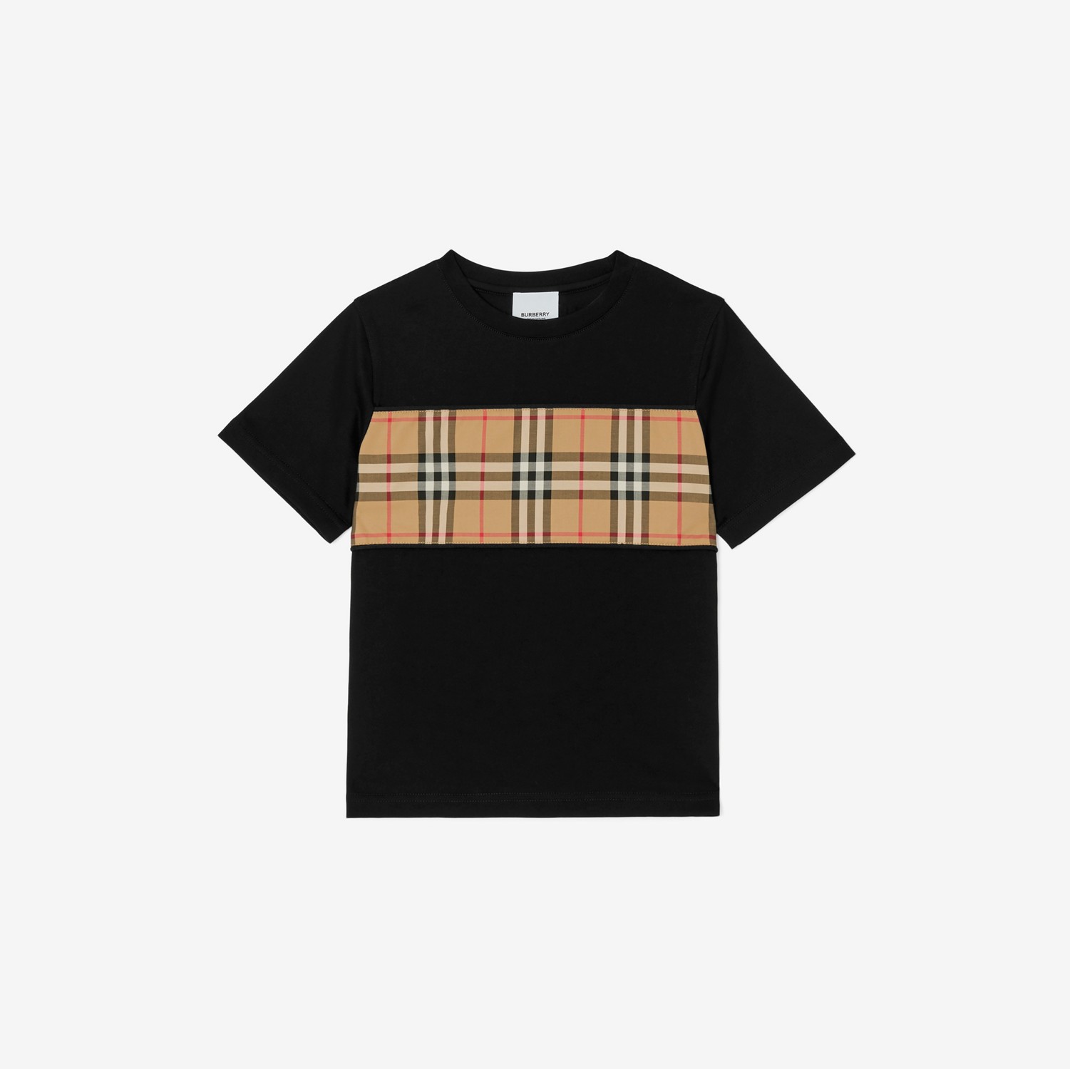 Vintage 格纹裁片棉质 T 恤衫 (黑色) | Burberry® 博柏利官网