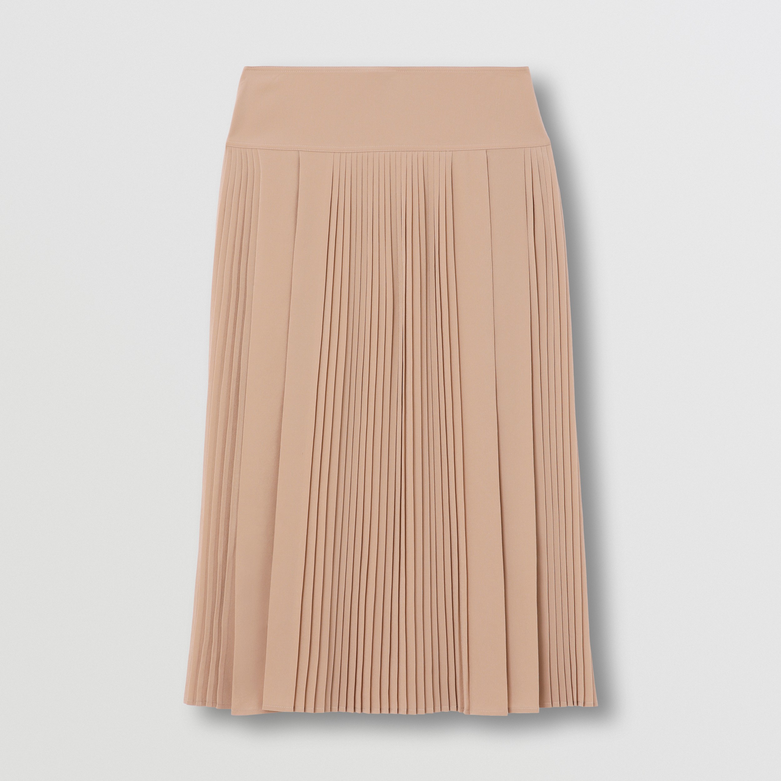 Crepe De Chine Pleated Skirt in Cappuccino - Women | Burberry® Official - 4