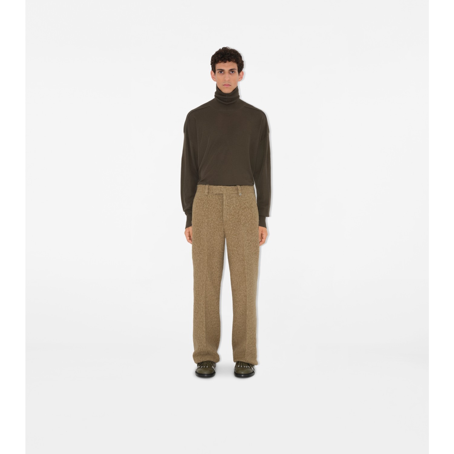 Linen Wool Blend Tailored Trousers