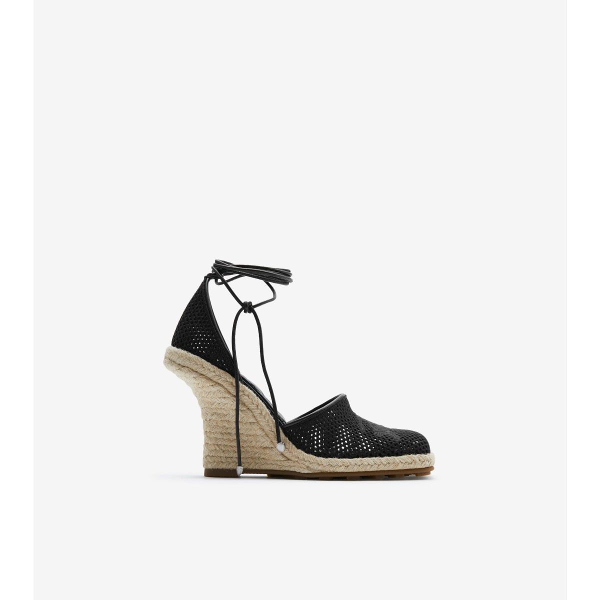 Shop Burberry Mesh Plunge Espadrilles In Black