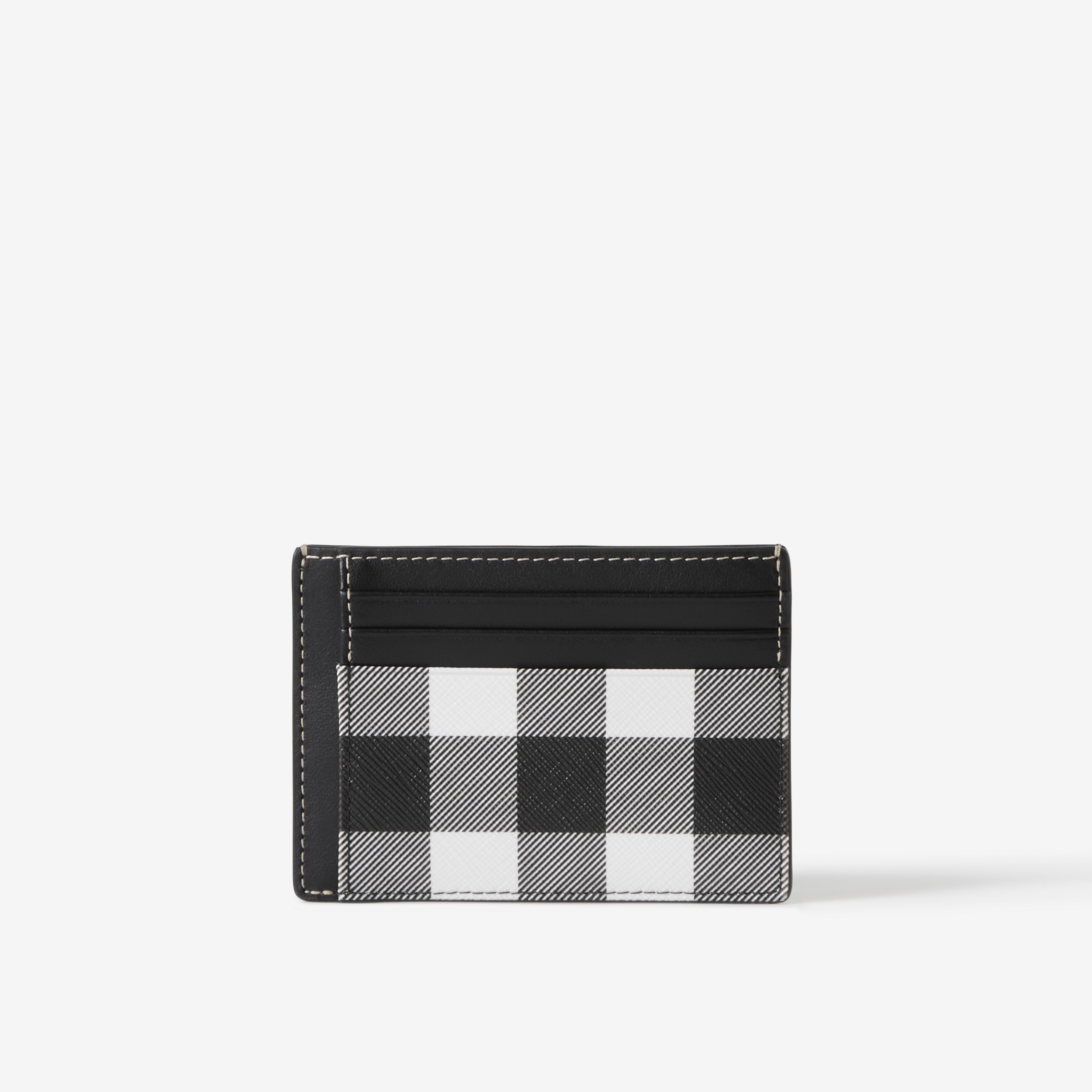 Check and Leather Money Clip Card Case in Dark Birch Brown - Men | Burberry® Official - 1