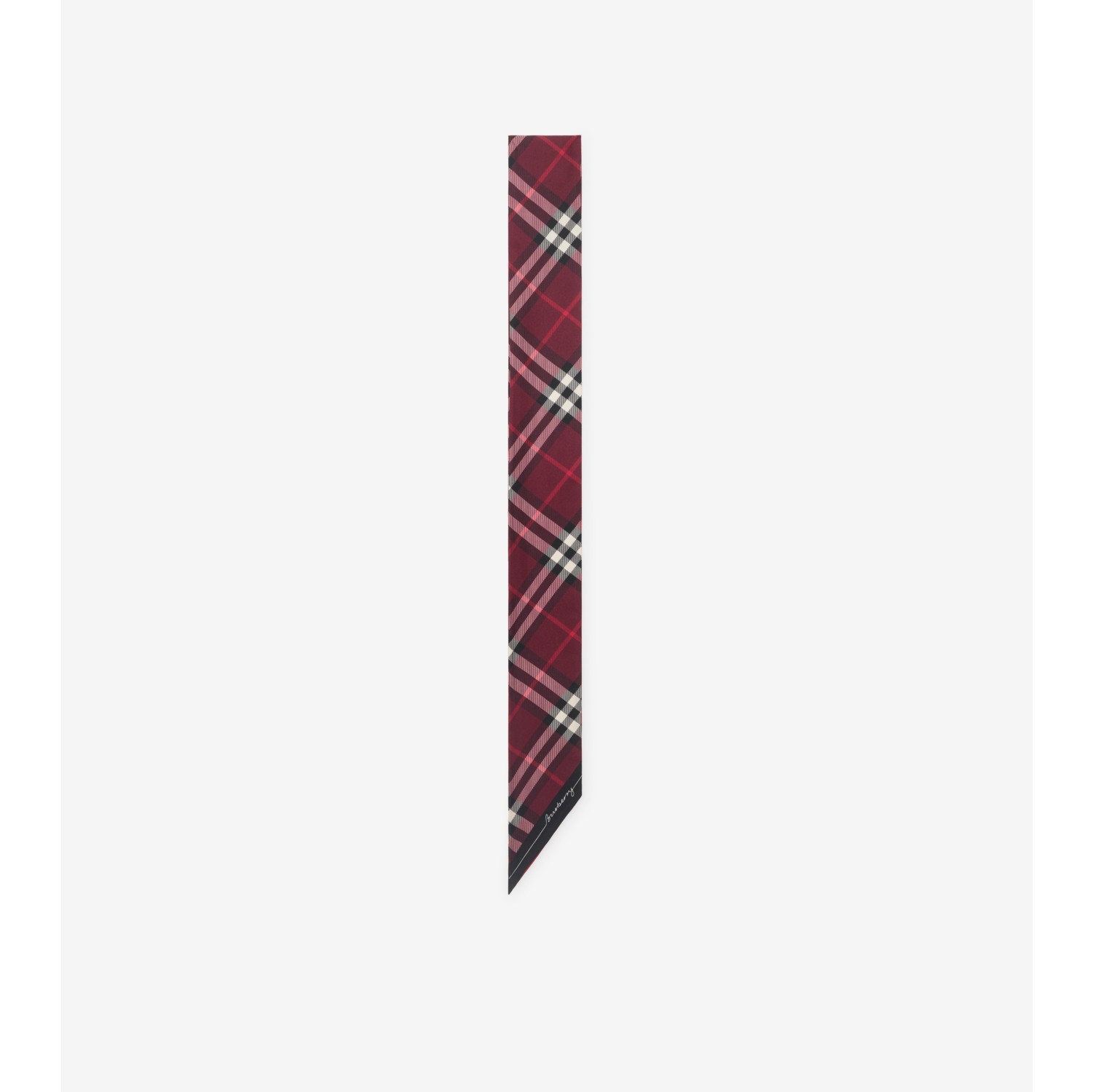 Skinny Contrast Check Silk Scarf