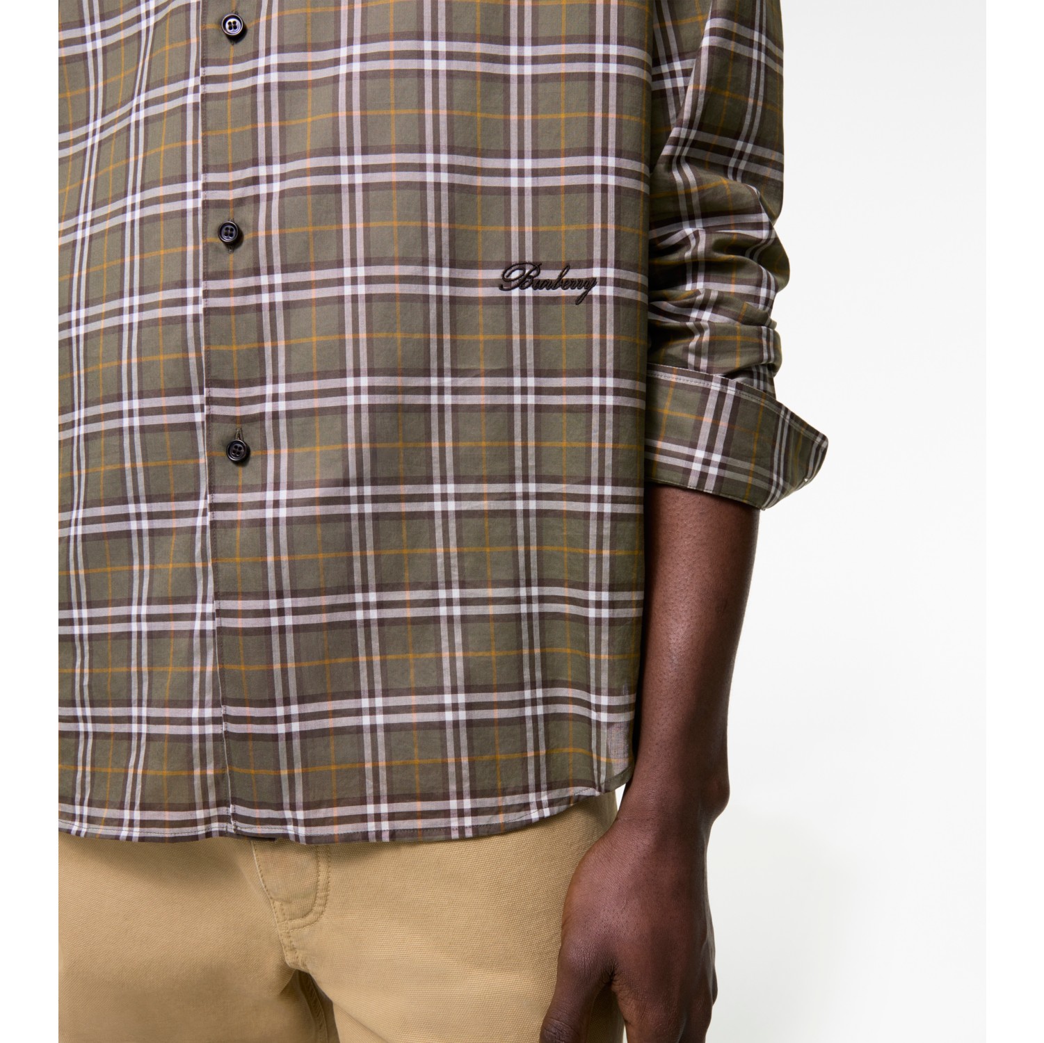 Relaxed Fit Check Cotton Shirt in Finch brown