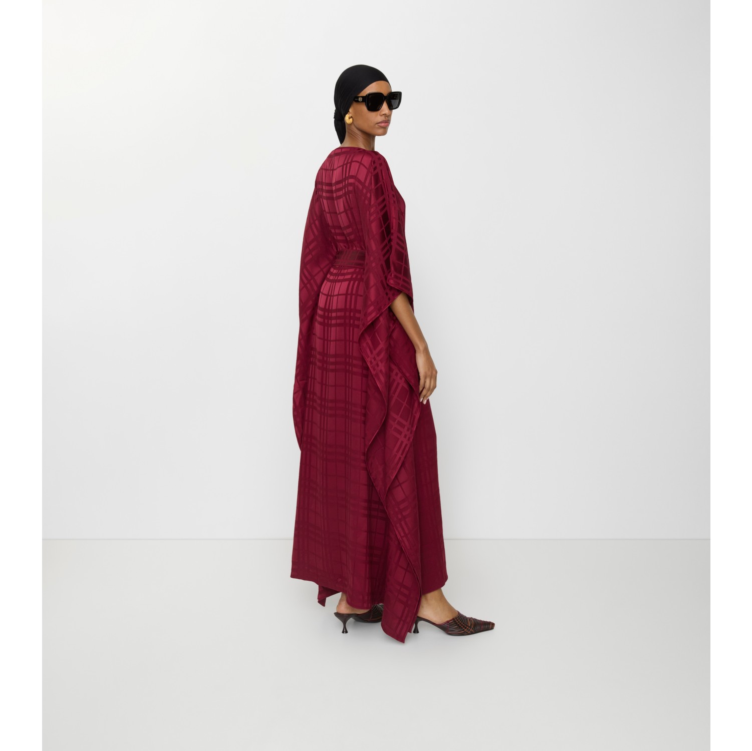 Check Silk Cape in Ripple red - Women | Burberry® Official