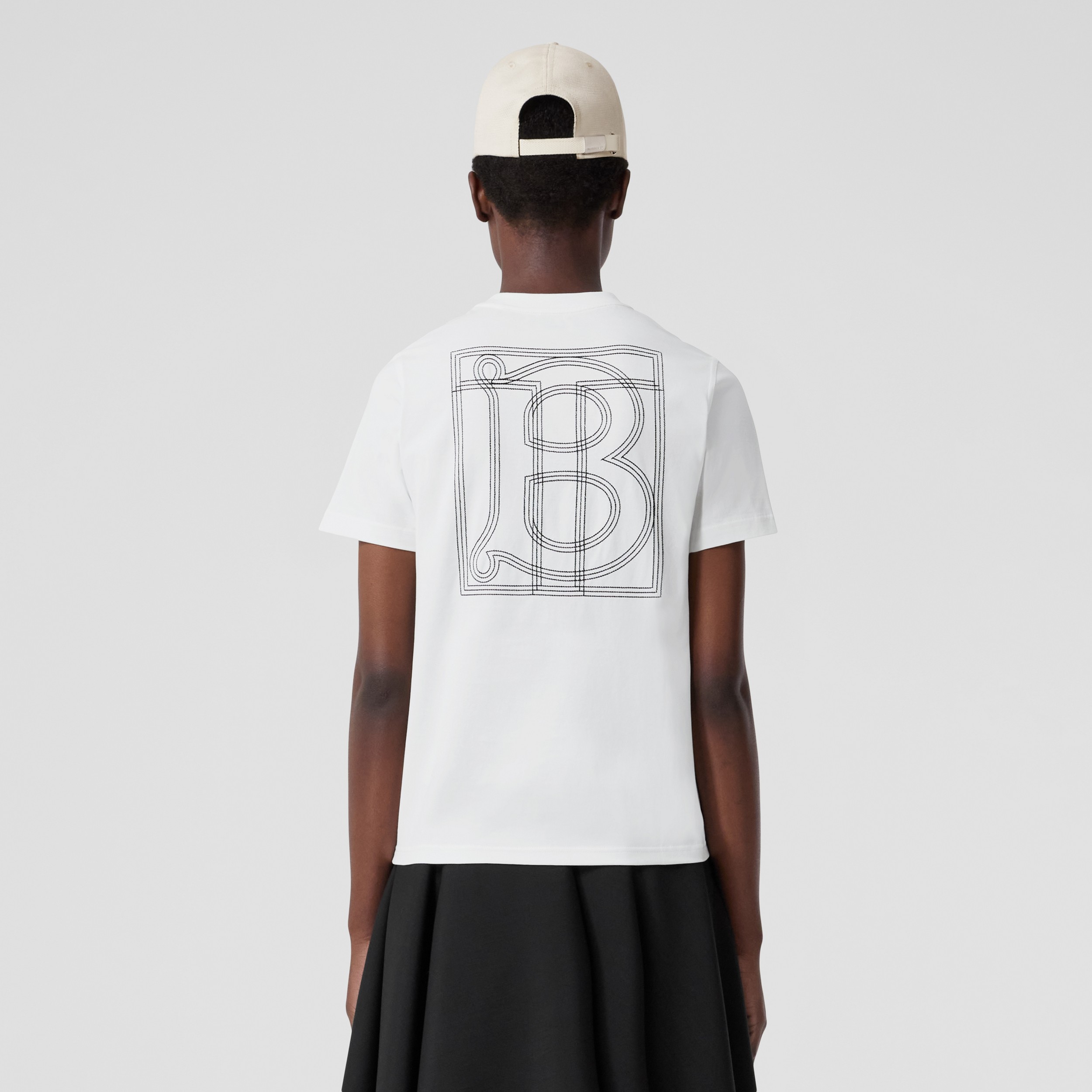 모노그램 모티프 코튼 티셔츠 (화이트) - 여성 | Burberry® - 3