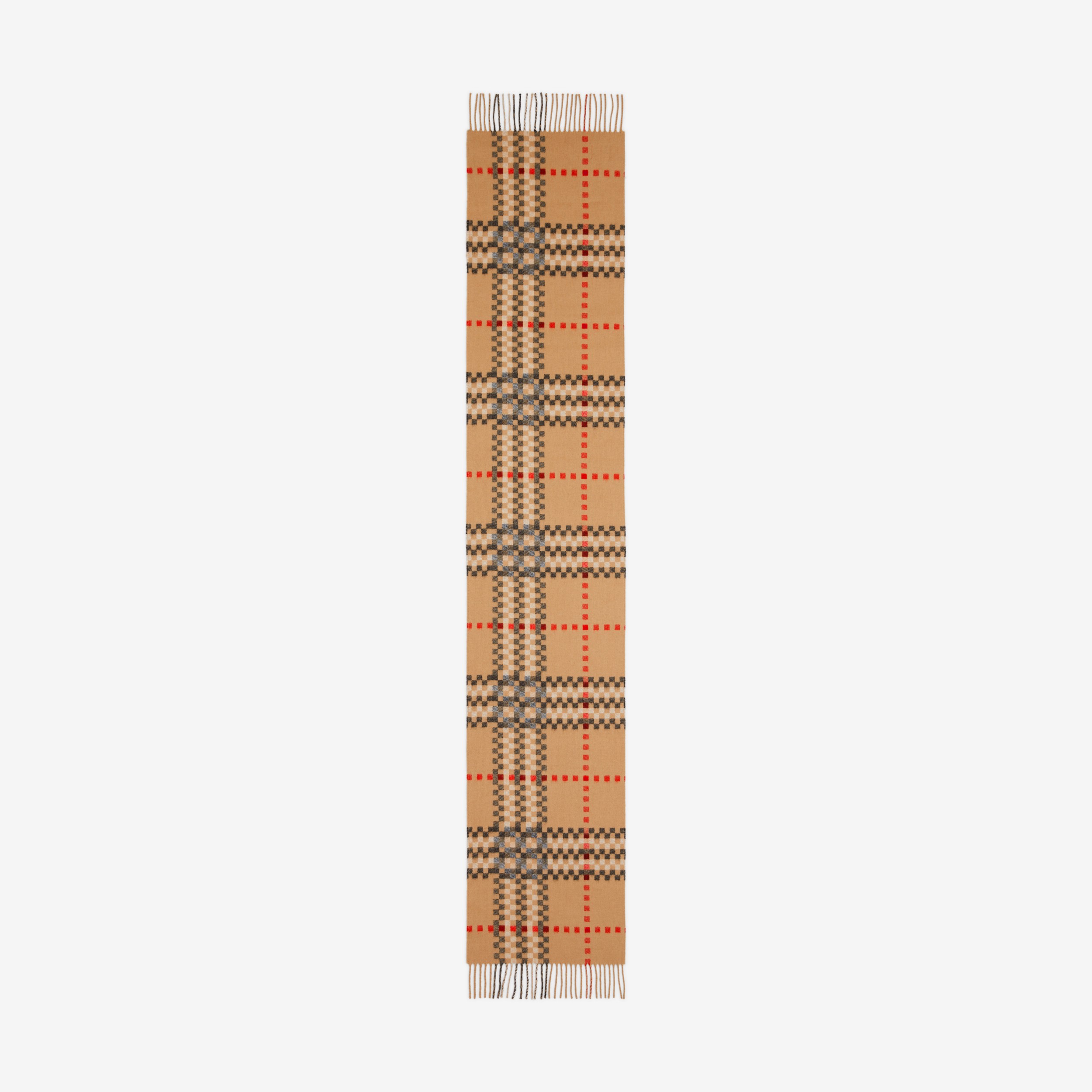 Pixel Check Cashmere Scarf in Archive Beige | Burberry® Official - 3