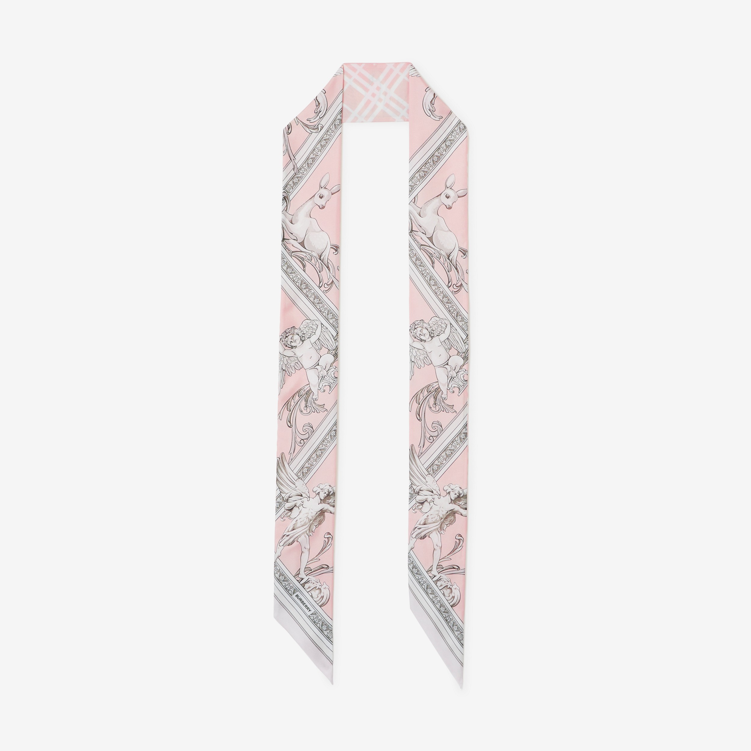 Statue Print Silk Skinny Scarf in Alabaster Pink | Burberry® Official - 1