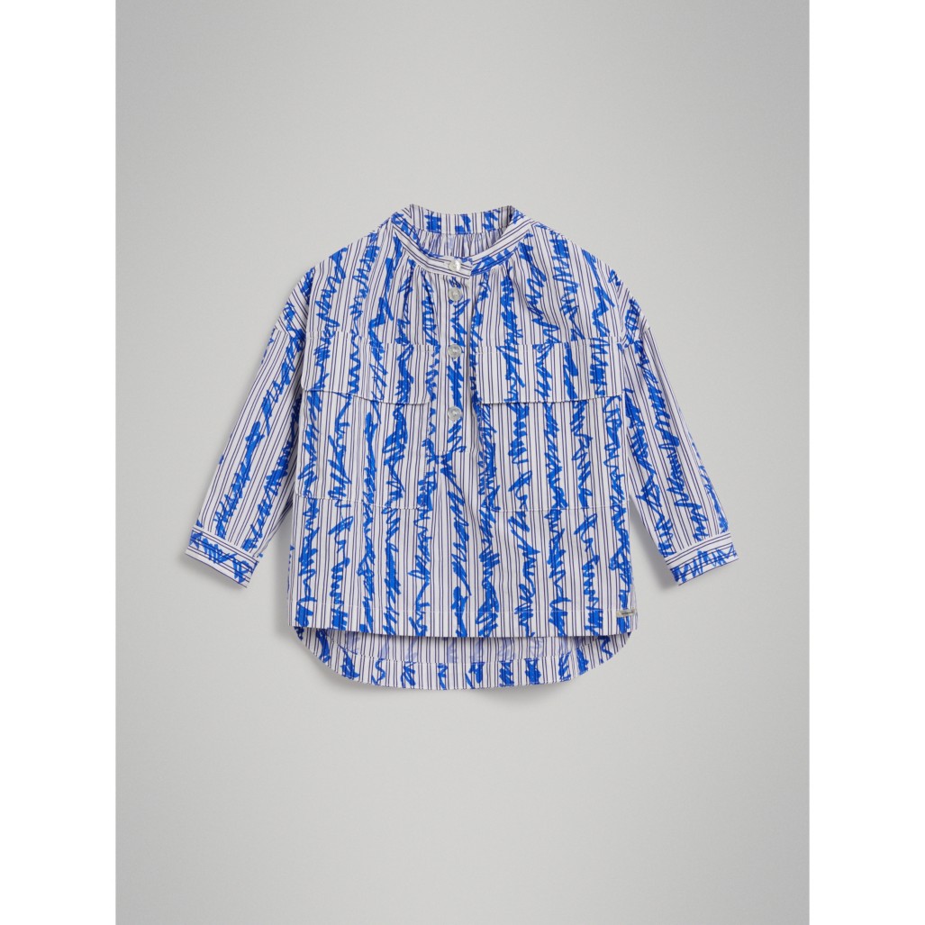 涂鸦条纹棉质衬衫 (亮蓝色) | burberry 博柏利