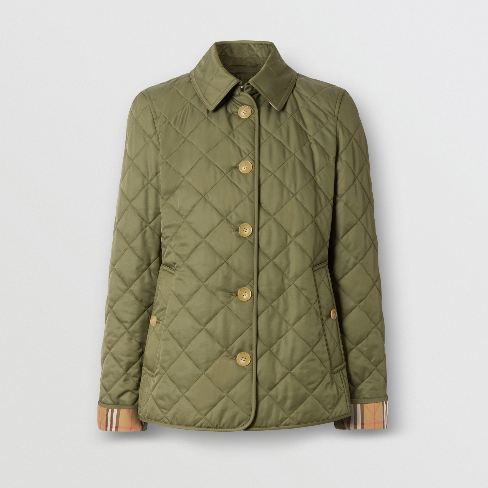 Diamond Quilted Jacket in Olive Green Women Burberry United States