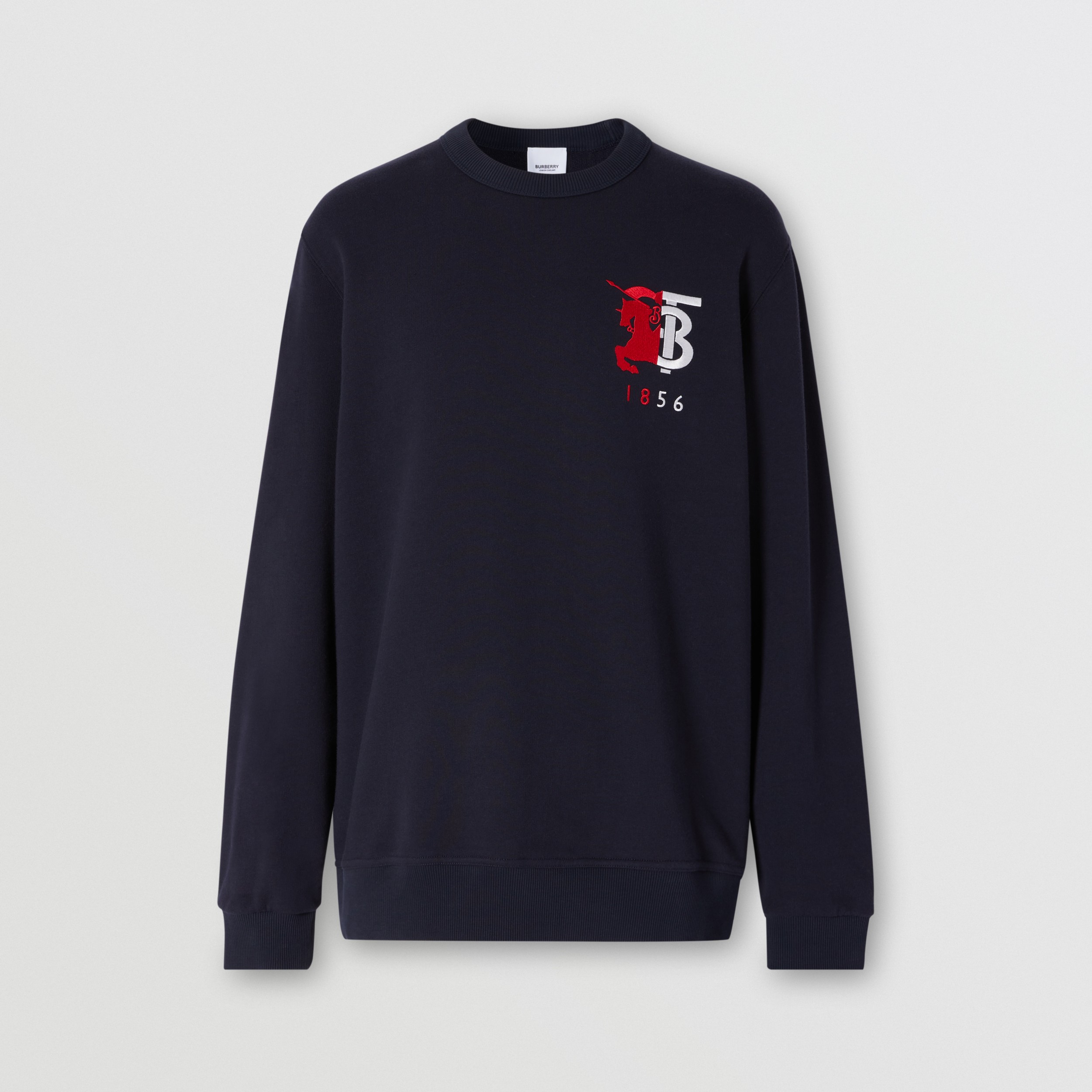 Contrast Logo Graphic Cotton Sweatshirt in Navy | Burberry United States