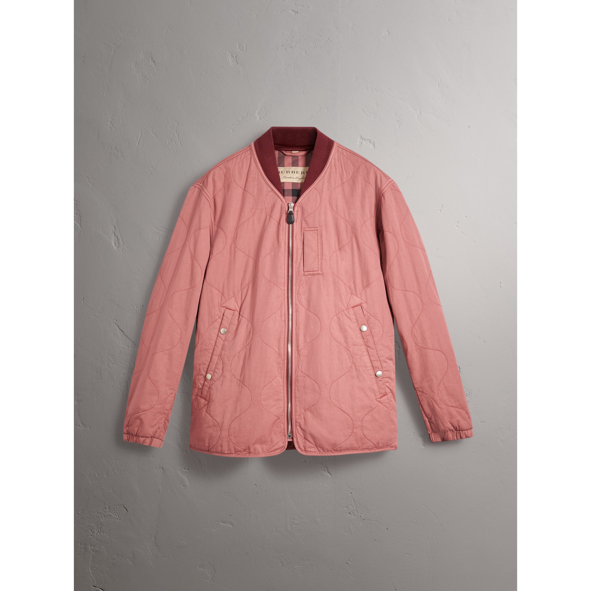 Lightweight Quilted Cotton Bomber Jacket in Rosewood Men Burberry