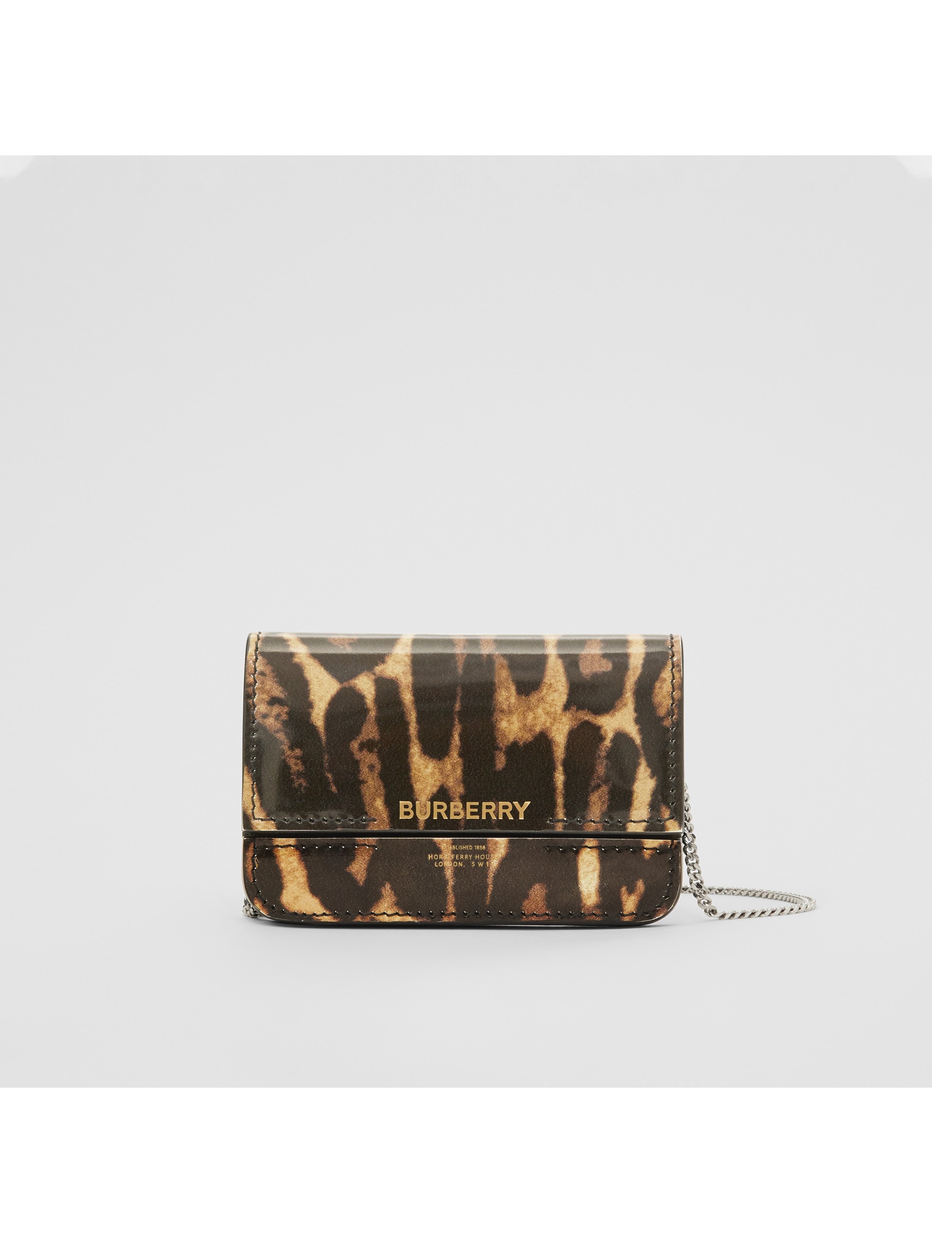 豹纹皮革卡片夹(含链条背带) (深芥末色) - 女士 | burberry 博柏利