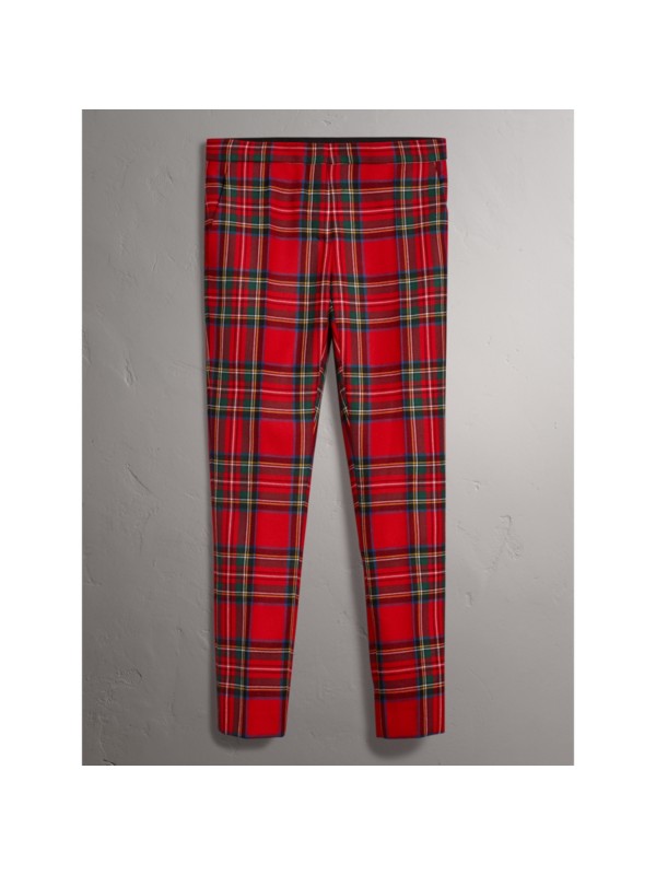 Tartan Wool Tailored Trousers in Bright Red - Women | Burberry United ...