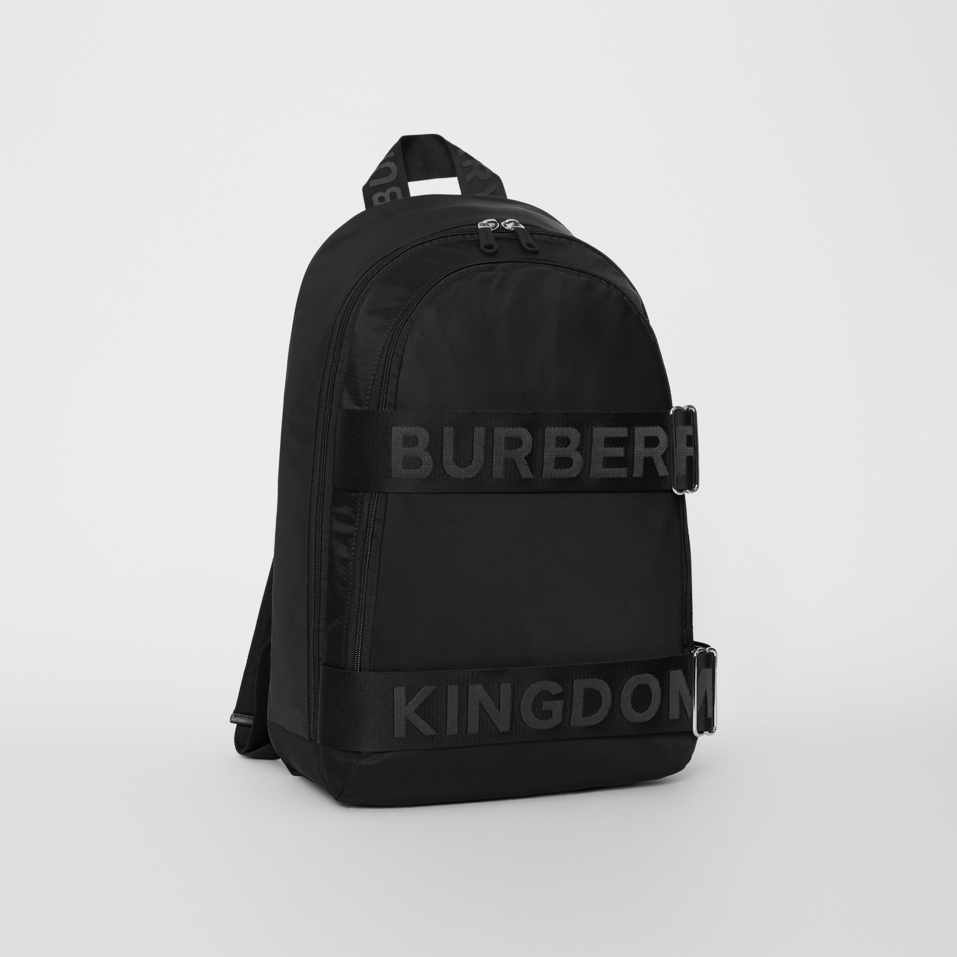 Large Logo Detail Nylon Backpack in Black Men Burberry United States