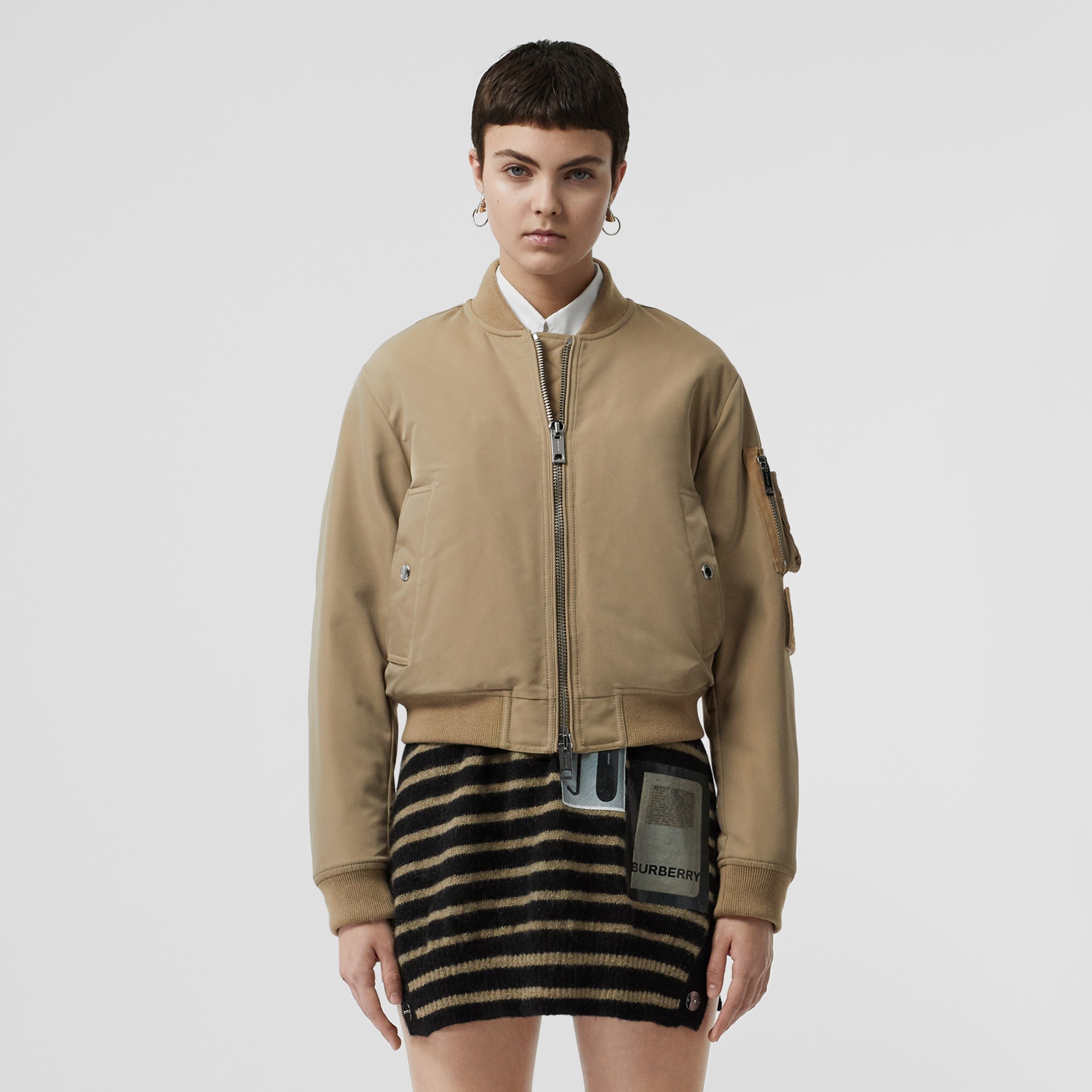 Union Jack Motif Nylon Bomber Jacket in Honey Women Burberry United