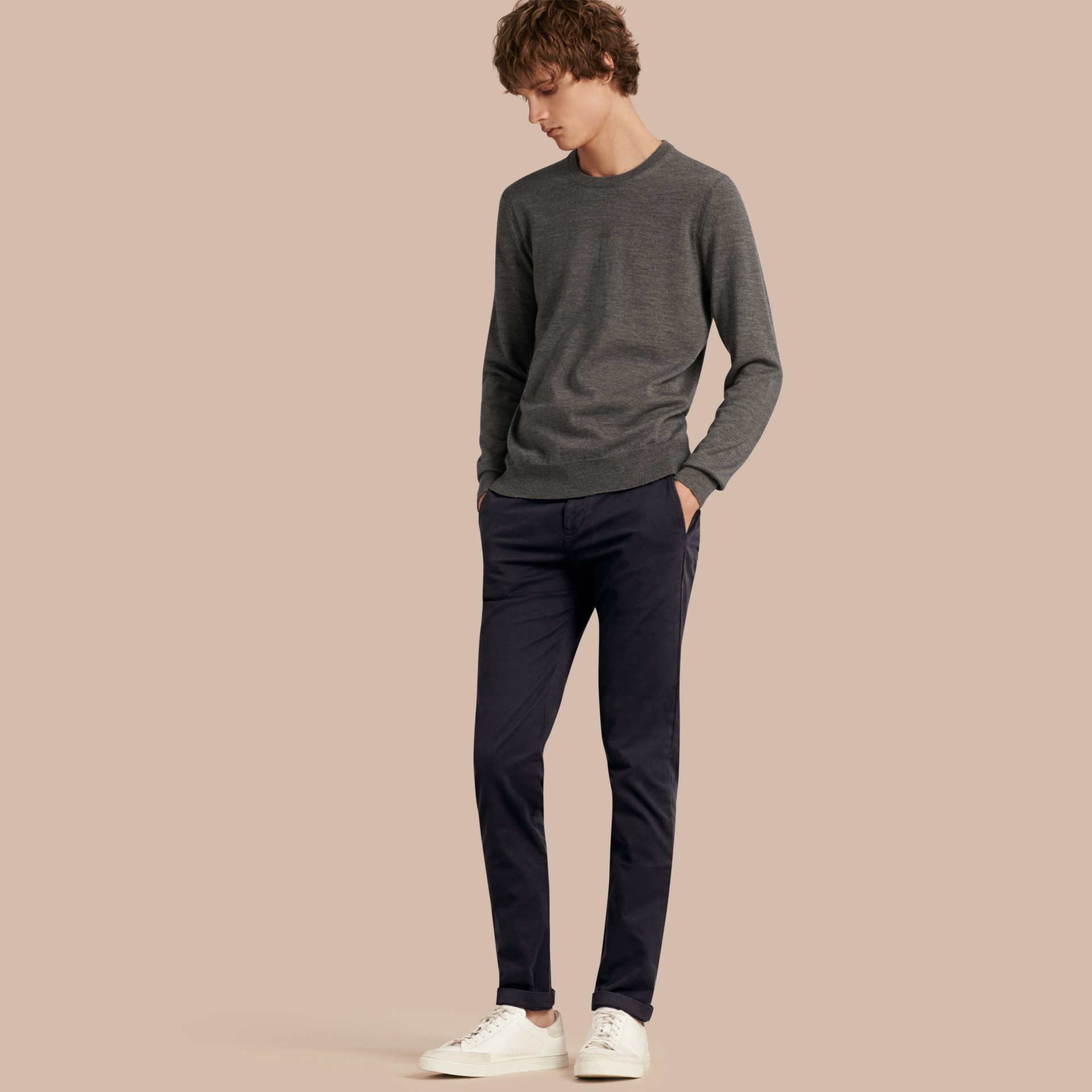 Slim Fit Stretch-Cotton Twill Chinos in Navy - Men | Burberry United ...