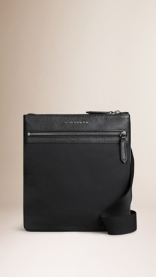 Slim Crossbody Bag with Leather Trim