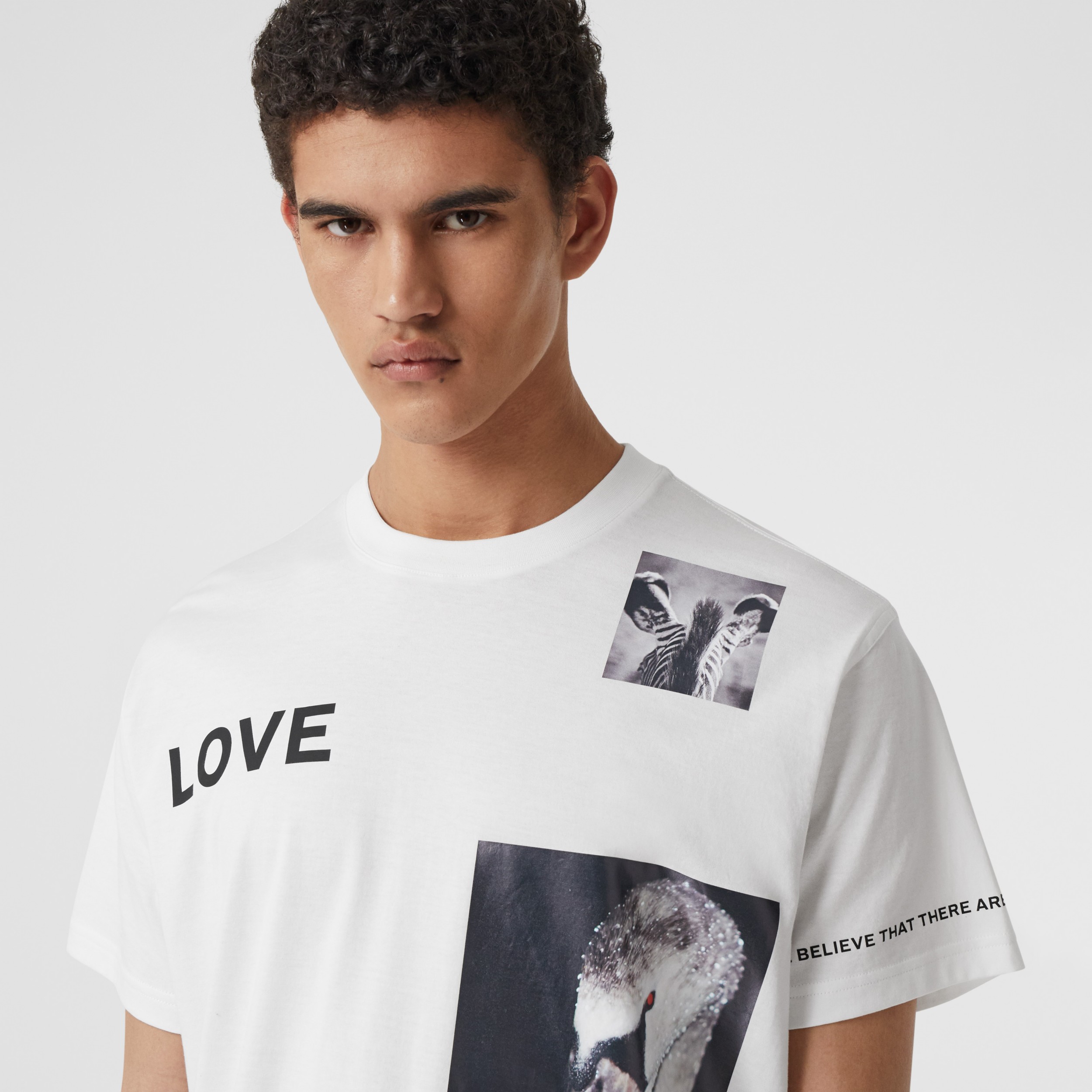Montage Print Cotton T-shirt in White - Men | Burberry United States
