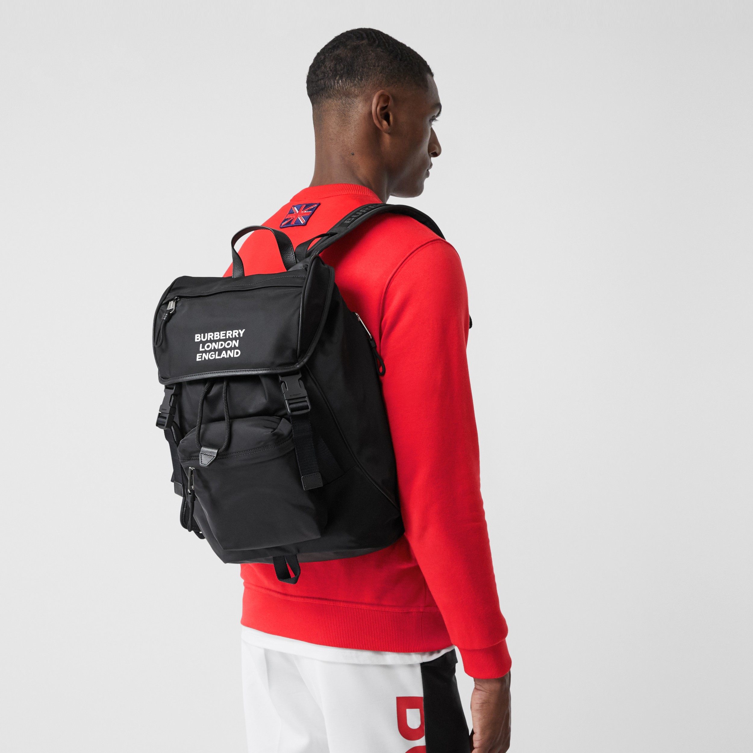 the medium rucksack in logo print econyl