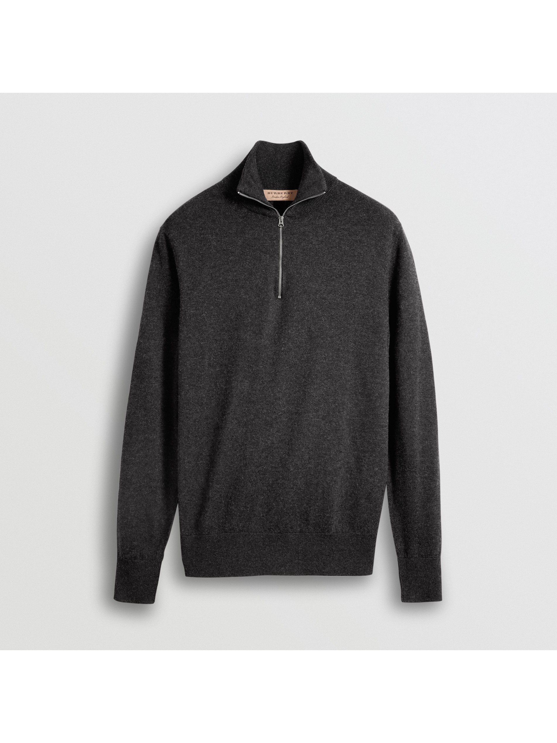 拉链衣领羊绒混纺针织衫 (炭灰色) - 男士 | burberry 博柏利