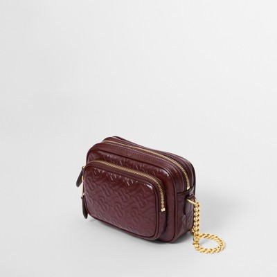 burberry small monogram leather camera bag