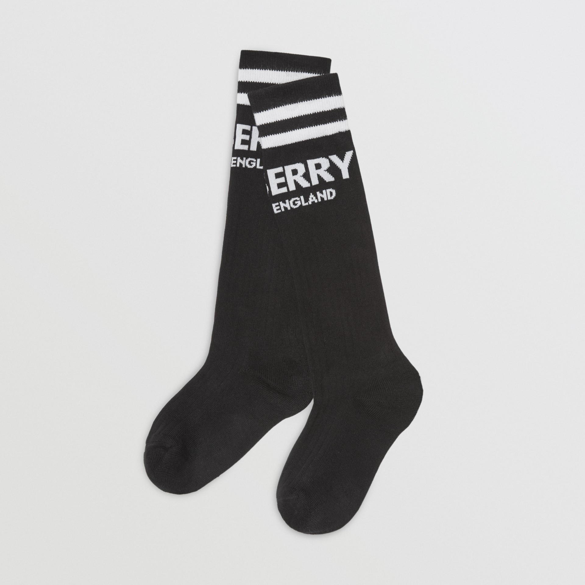 Logo Cotton Blend Socks in Black/white - Children | Burberry United States