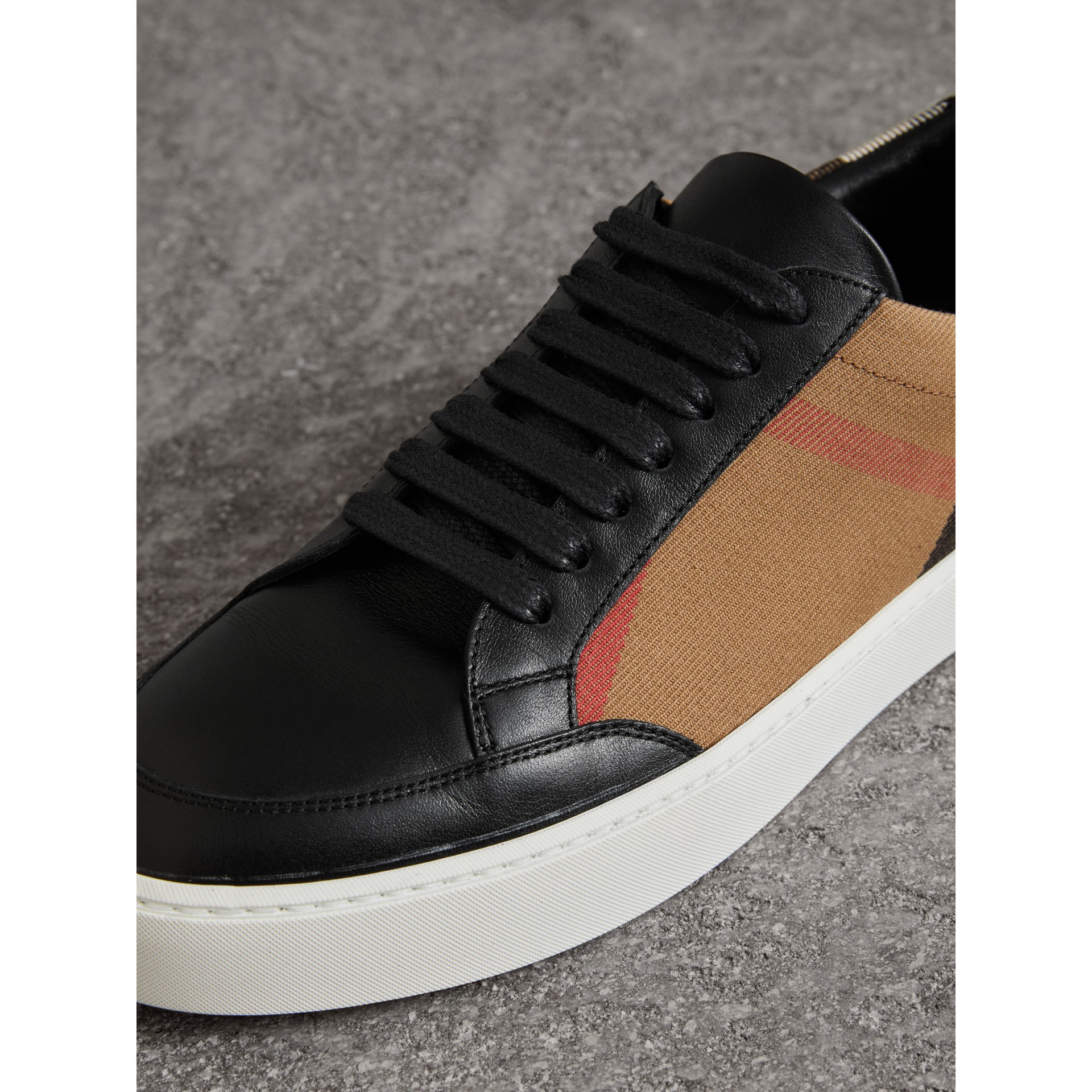 burberry salmond leather and cotton sneakers