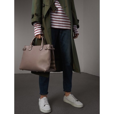 medium banner leather tote burberry