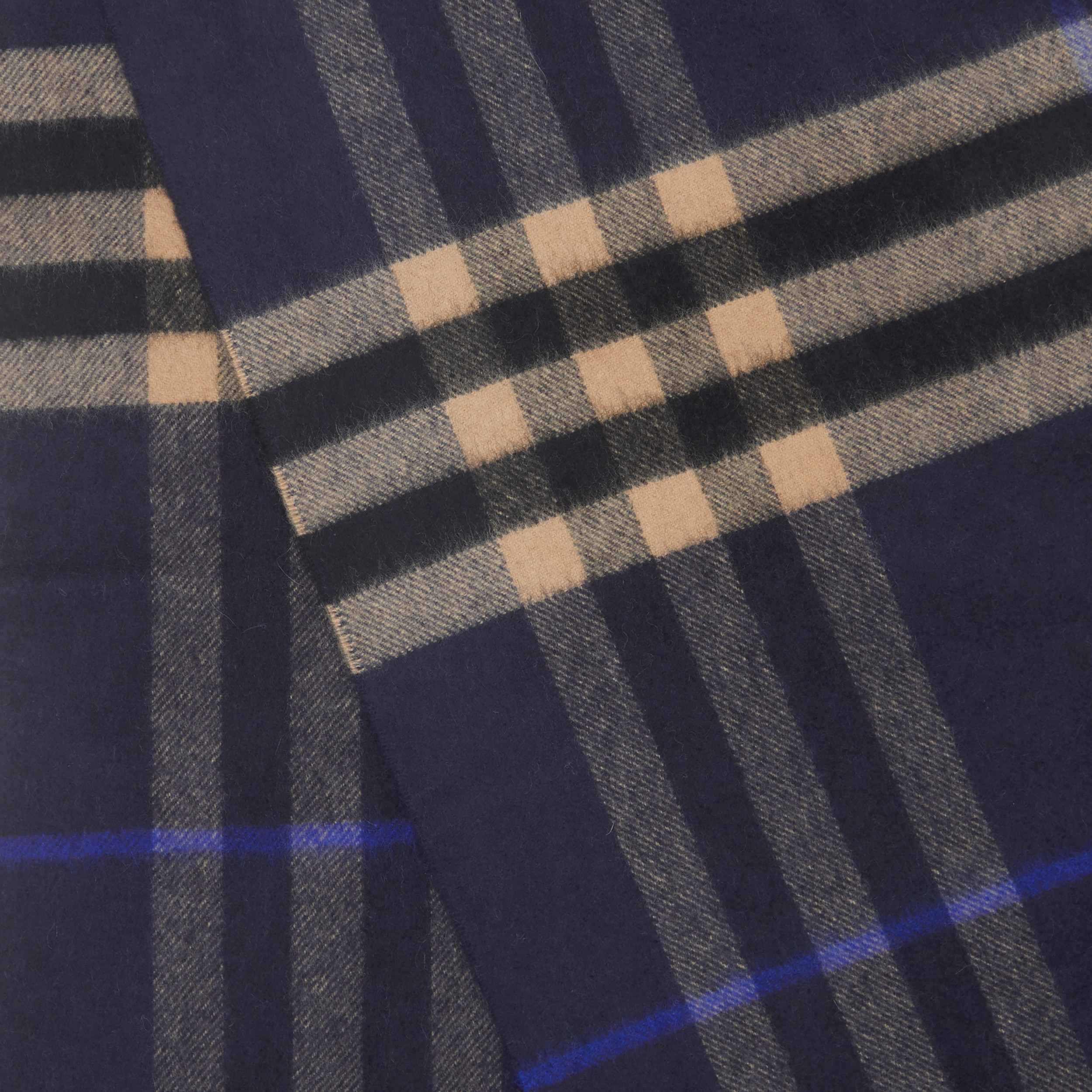Burberry 格纹羊绒围巾 (靛蓝 / 中驼色) | Burberry® 博柏利官网 - 2