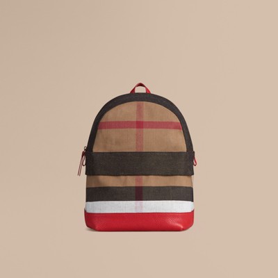 Canvas Check And Leather Backpack Burberry   A2b5576d075c33f9dd3f105931cad2e212be1e7f 