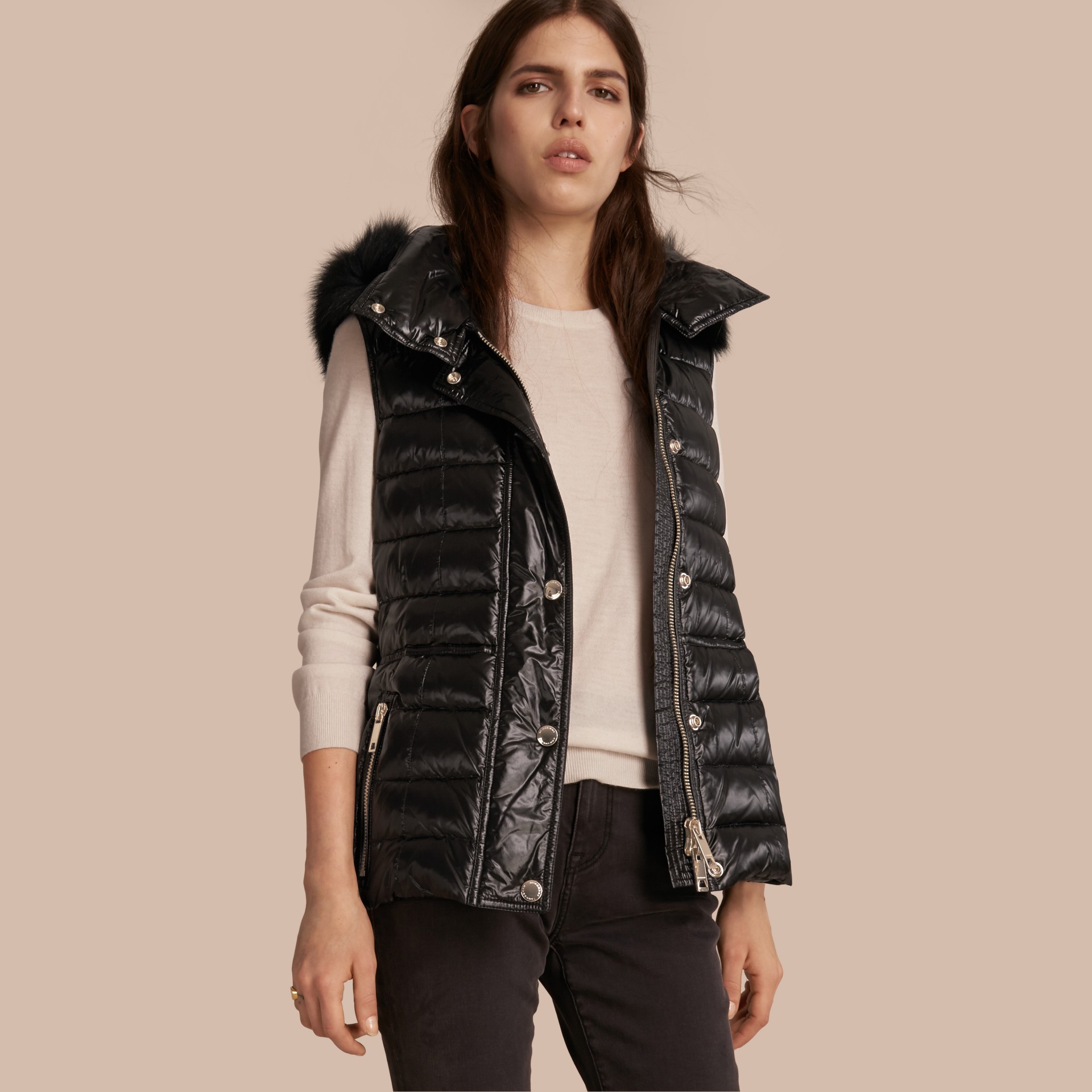 Down-filled Gilet with Detachable Fur-trimmed Hood | Burberry