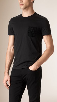 Lace Pocket Cotton T-Shirt