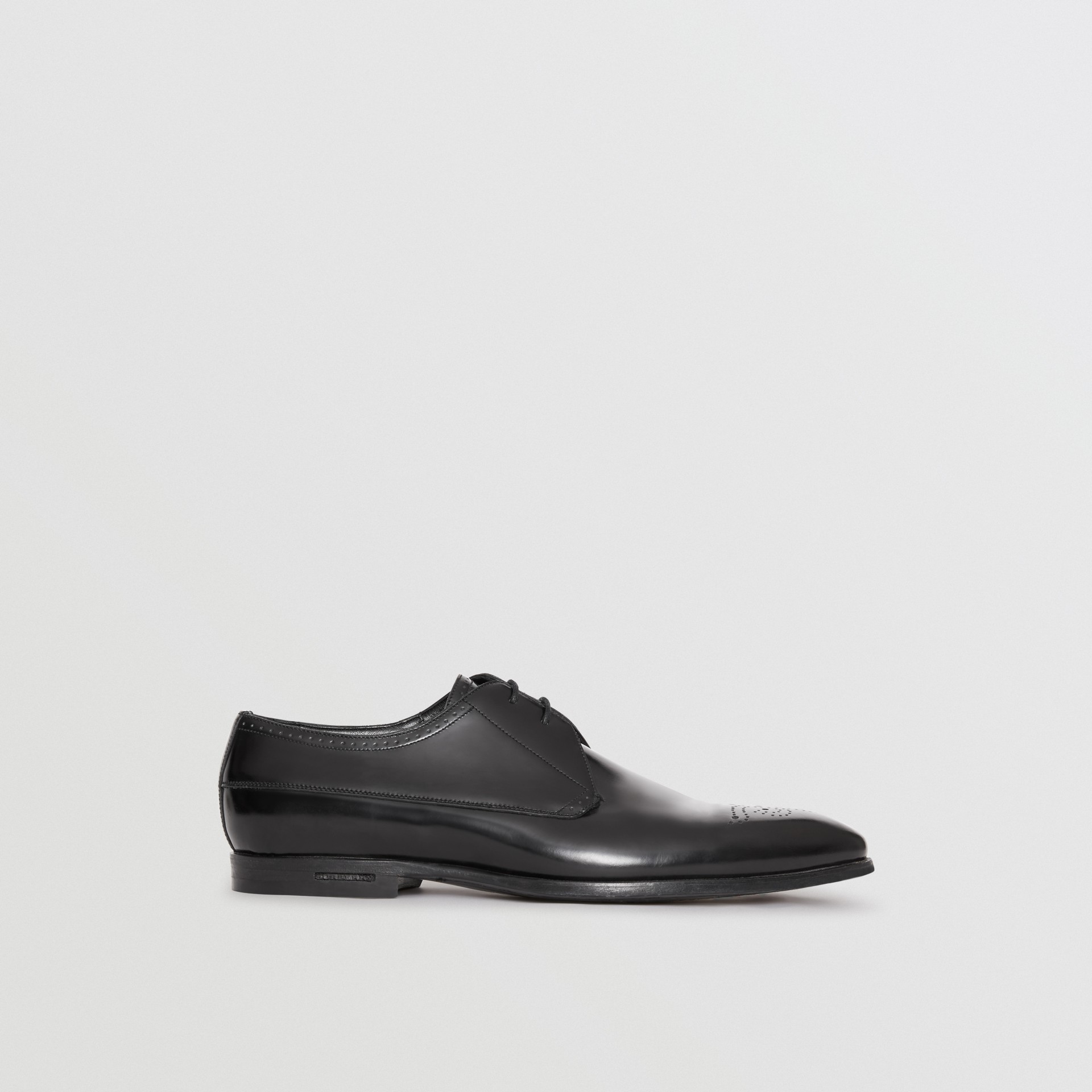 Perforated Detail Leather Derby Shoes in Black - Men | Burberry United ...