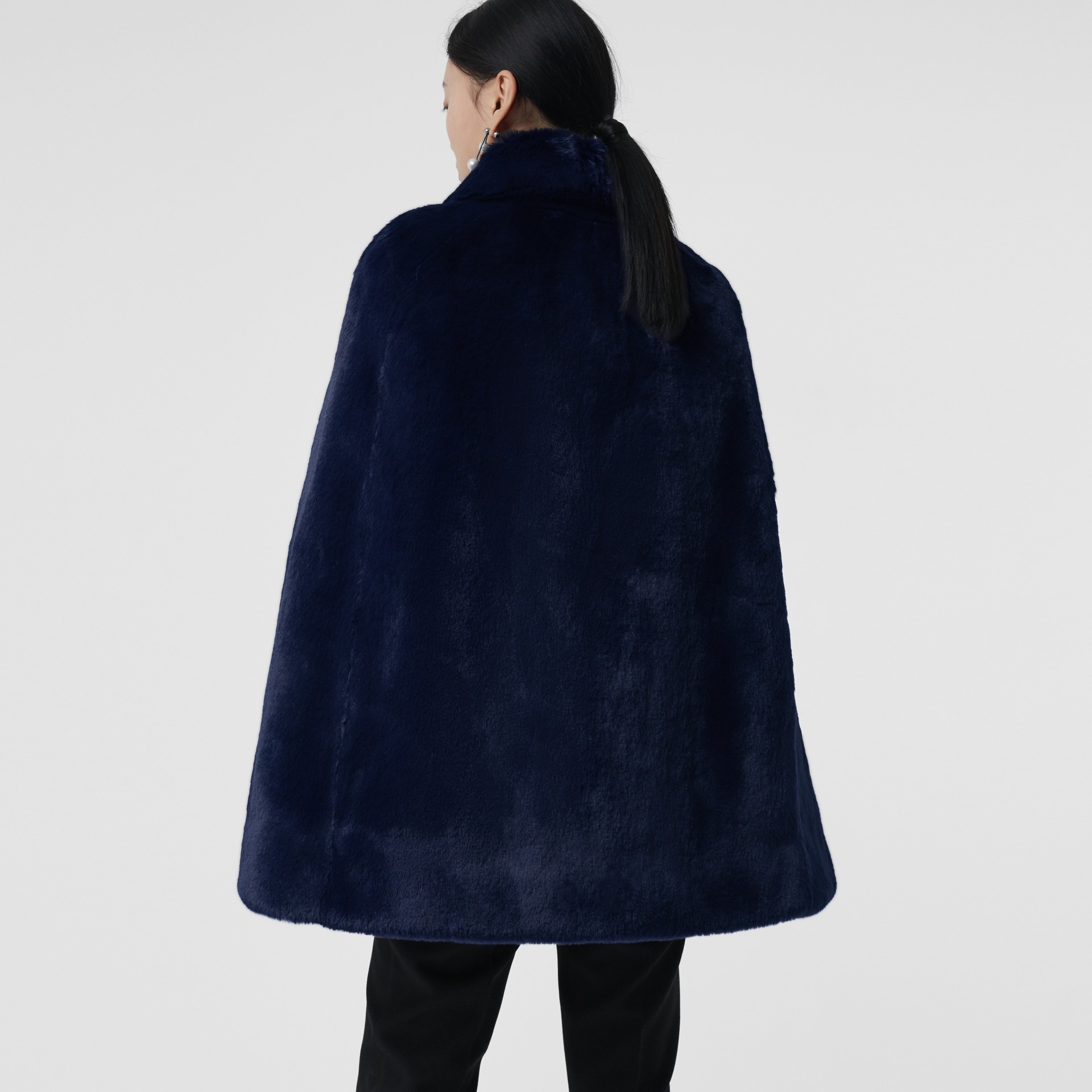 Faux Fur Cape in Navy Women Burberry United States