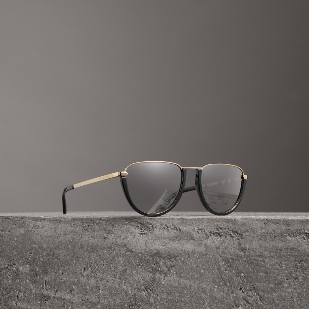 黑色 半月形圆弧框飞行员太阳眼镜 产品图片01