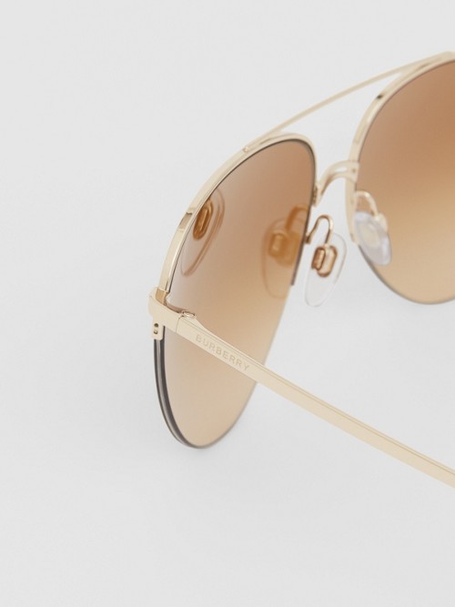 Burberry Top Bar Aviator-style Sunglasses In Light Brown